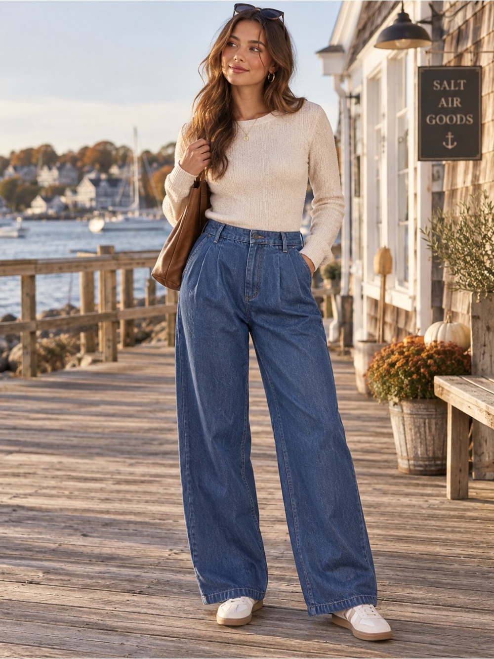 Abercrombie & Fitch Curve Love High Rise Wide Leg Trouser Jeans 27/4 Coastal Lux